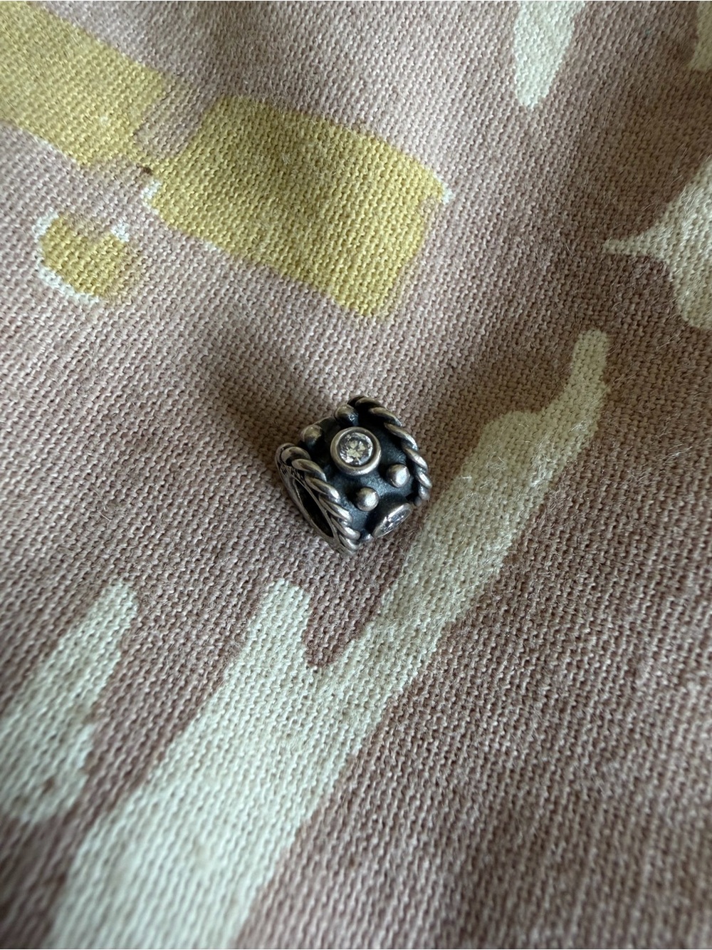 Pandora Sterling Silver Decorative Bead with Clear Stone